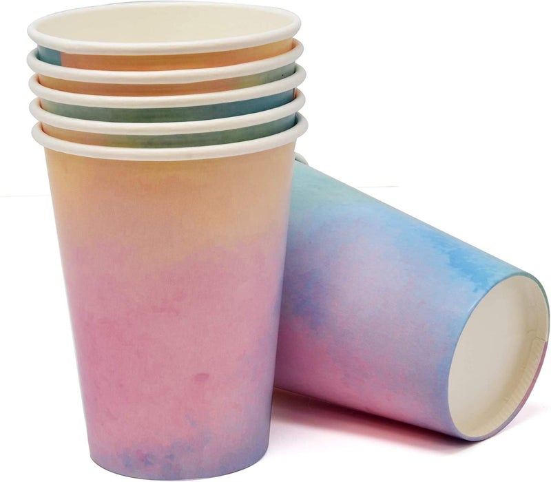 Gift Boutique 122 Pcs Pastel Rainbow Party Supplies Set Paper Plates Cups Napkins Watercolor Design for Baby Shower Birthday Girls Party Serves 24 - Image 4